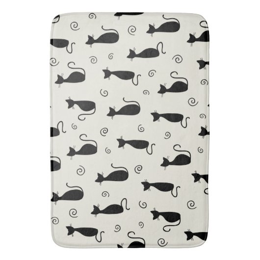 Muster von Katzen, Niedlichen Katzen, Schwarzen Ka Badematte (Vorderseite Vertikal)