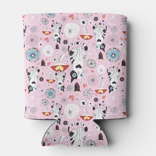 Muster von Katzen und Blume Dosenkühler (Rückseite)