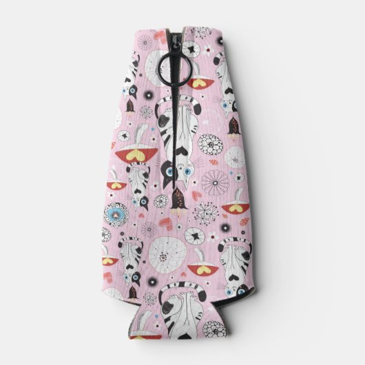 Muster von Katzen und Blume Flaschenkühler (Rückseite)