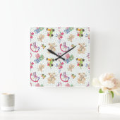 Muster von Kinderspielzeug Quadratische Wanduhr (Zuhause)
