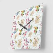 Muster von Kinderspielzeug Quadratische Wanduhr (Winkel)