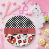 Muster von Ladybugs, Polka Dots, Ihr Name Pappteller (Party)