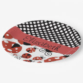 Muster von Ladybugs, Polka Dots, Ihr Name Pappteller (Schrägansicht)