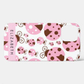 Muster von Ladybugs, rosa Ladybugs, Ihr Name Case-Mate iPhone Hülle (Rückseite (Horizontal))