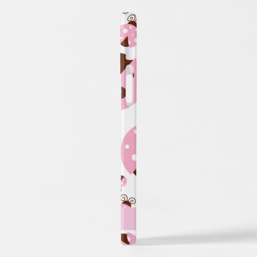 Muster von Ladybugs, rosa Ladybugs, Ihr Name iPhone Hülle (Linke Seite)