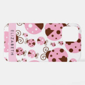 Muster von Ladybugs, rosa Ladybugs, Ihr Name iPhone Hülle (Rückseite (Horizontal))