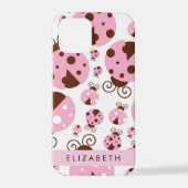 Muster von Ladybugs, rosa Ladybugs, Ihr Name iPhone Hülle (Rückseite)