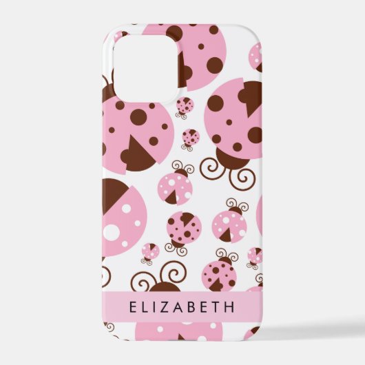 Muster von Ladybugs, rosa Ladybugs, Ihr Name iPhone Hülle (Rückseite)