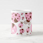 Muster von Ladybugs, rosa Ladybugs, Ihr Name Jumbo-Tasse (Vorderseite)