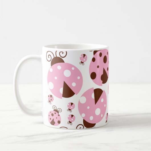 Muster von Ladybugs, rosa Ladybugs, Ihr Name Kaffeetasse (Links)