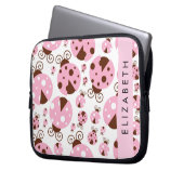 Muster von Ladybugs, rosa Ladybugs, Ihr Name Laptopschutzhülle (Vorderseite Links)