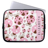 Muster von Ladybugs, rosa Ladybugs, Ihr Name Laptopschutzhülle (Vorderseite)