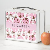 Muster von Ladybugs, rosa Ladybugs, Ihr Name Metall Brotdose (Beispiel)