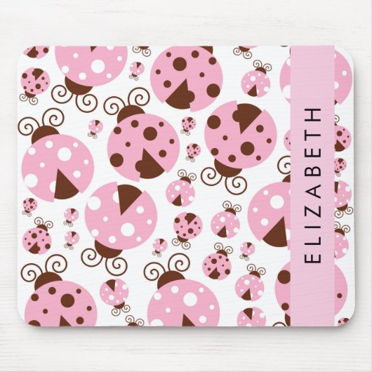 Muster von Ladybugs, rosa Ladybugs, Ihr Name Mousepad (Vorne)