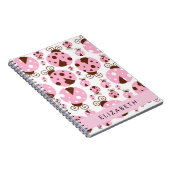 Muster von Ladybugs, rosa Ladybugs, Ihr Name Notizblock (Rechte Seite)