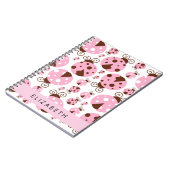 Muster von Ladybugs, rosa Ladybugs, Ihr Name Notizblock (Linke Seite)