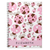 Muster von Ladybugs, rosa Ladybugs, Ihr Name Notizblock (Vorderseite)