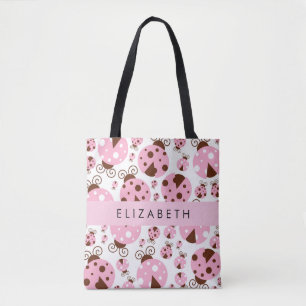 Muster von Ladybugs, rosa Ladybugs, Ihr Name Tasche