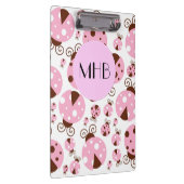 Muster von Ladybugs, rosa Ladybugs, Monogramm Klemmbrett (Rechts)
