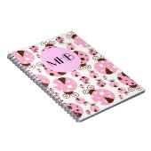 Muster von Ladybugs, rosa Ladybugs, Monogramm Notizblock (Rechte Seite)
