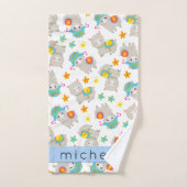 Muster von Llamas, Alpacas, Blume, Ihr Name Badhandtuch Set (Handtuch)