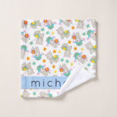 Muster von Llamas, Alpacas, Blume, Ihr Name Badhandtuch Set (Waschlappen)
