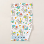 Muster von Llamas, Alpacas, Blume, Ihr Name Badhandtuch Set (Handtuch)