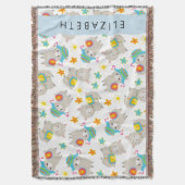 Muster von Llamas, Alpacas, Blume, Ihr Name Decke (Vorderseite Vertikal)