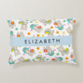 Muster von Llamas, Alpacas, Blume, Ihr Name Dekokissen (Vorderseite)