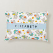 Muster von Llamas, Alpacas, Blume, Ihr Name Dekokissen (Rückseite)