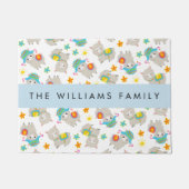 Muster von Llamas, Alpacas, Blume, Ihr Name Fußmatte (Vorderseite)