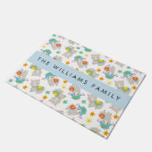 Muster von Llamas, Alpacas, Blume, Ihr Name Fußmatte (Schrägansicht)