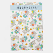 Muster von Llamas, Alpacas, Blume, Ihr Name Geschirrtuch (Vertikal)