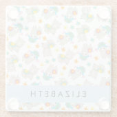 Muster von Llamas, Alpacas, Blume, Ihr Name Glasuntersetzer (Rückseite)