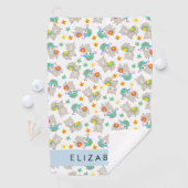 Muster von Llamas, Alpacas, Blume, Ihr Name Golfhandtuch (Insitu)