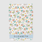 Muster von Llamas, Alpacas, Blume, Ihr Name Golfhandtuch (Vorderseite)