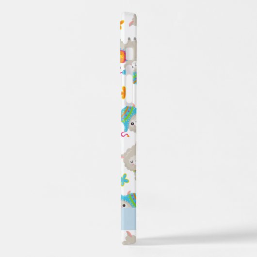 Muster von Llamas, Alpacas, Blume, Ihr Name iPhone Hülle (Linke Seite)