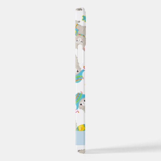 Muster von Llamas, Alpacas, Blume, Ihr Name iPhone Hülle (Rechte Seite)