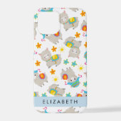 Muster von Llamas, Alpacas, Blume, Ihr Name iPhone Hülle (Rückseite)