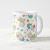 Muster von Llamas, Alpacas, Blume, Ihr Name Jumbo-Tasse (Vorderseite Rechts)