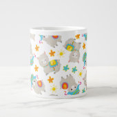 Muster von Llamas, Alpacas, Blume, Ihr Name Jumbo-Tasse (Vorderseite)