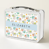 Muster von Llamas, Alpacas, Blume, Ihr Name Metall Brotdose (Rückseite)