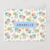 Muster von Llamas, Alpacas, Blume, Ihr Name Postkarte (Vorderseite)