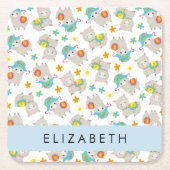 Muster von Llamas, Alpacas, Blume, Ihr Name Rechteckiger Pappuntersetzer (Vorderseite)