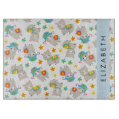 Muster von Llamas, Alpacas, Blume, Ihr Name Schneidebrett (Vorderseite)