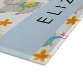 Muster von Llamas, Alpacas, Blume, Ihr Name Schneidebrett (Ecke)