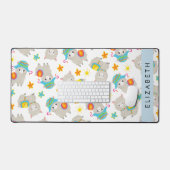 Muster von Llamas, Alpacas, Blume, Ihr Name Schreibtischunterlage (Tastatur & Maus)