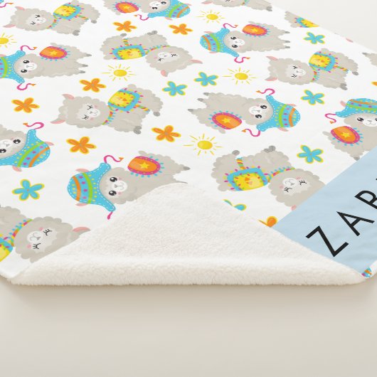 Muster von Llamas, Alpacas, Blume, Ihr Name Sherpadecke (3/4)