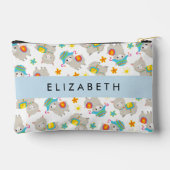 Muster von Llamas, Alpacas, Blume, Ihr Name Zubehörtasche (Rückseite)
