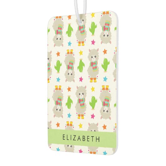 Muster von Llamas, Alpacas, Kaktus, Ihr Name Autolufterfrischer (Links)